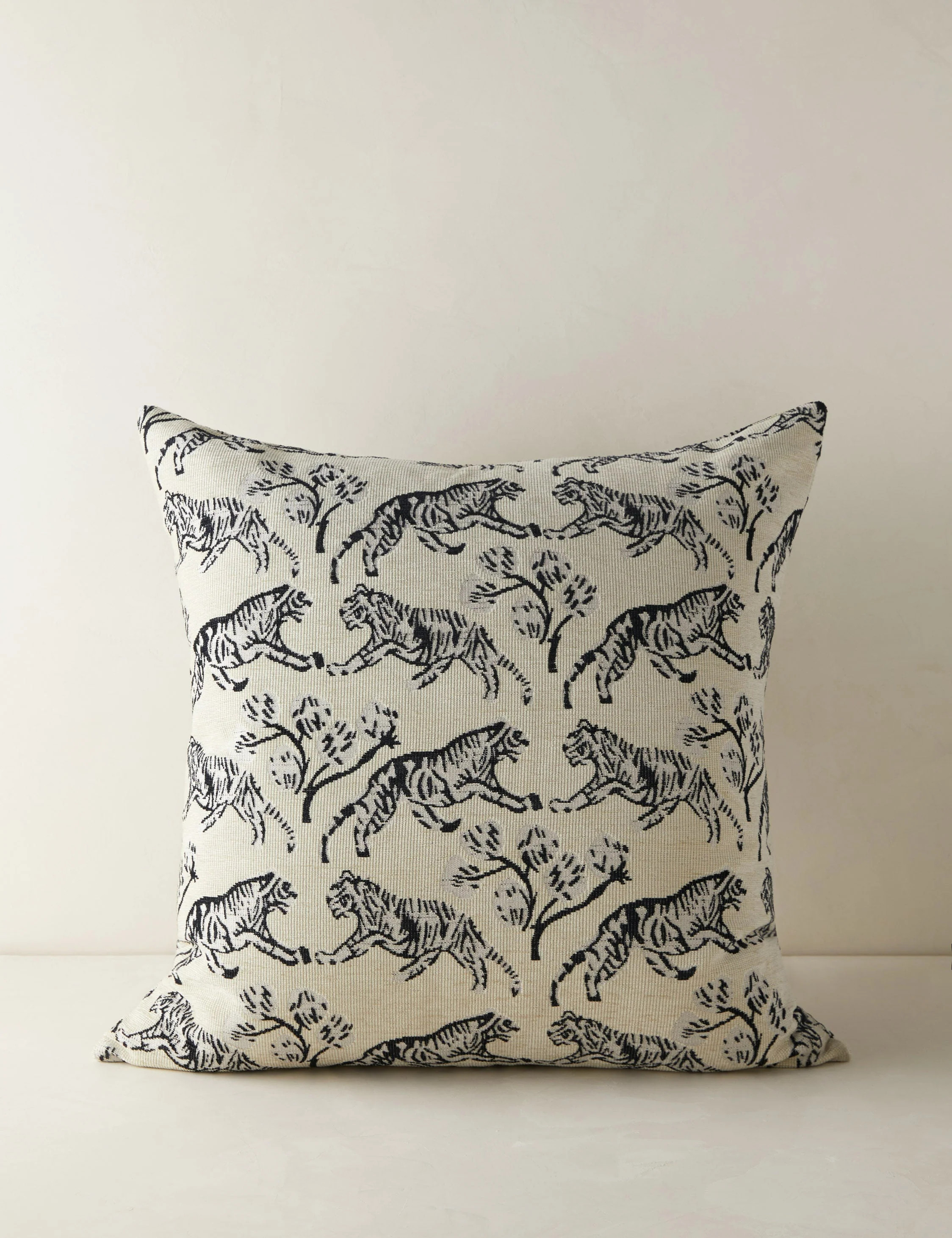 Tiger Jacquard Pillow by Sarah Sherman Samuel, Ivory | Lulu and Georgia 