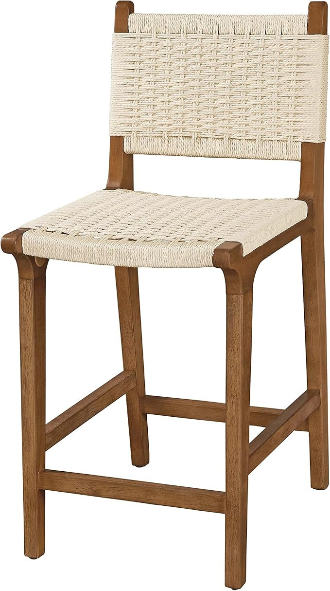 Ball & Cast Woven Bar Stools Counter Height Stools 24" Seat Height Stool Chair, Natural Rope Pape... | Amazon (US)