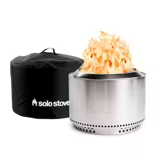 Yukon, Stand & Shelter 2.0 27 in. x 27 in. x 19.8 in. Outdoor Stainless Steel Wood Burning Fire Pit | The Home Depot