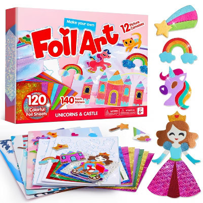 Joyfy Foil Art Kit for Kids, 10 Piece Unicorn and Princess Craft Set, Arts & Crafts Supplies, Travel Toys, Birthday Gifts for Boys & Girls Ages 4 + | Target