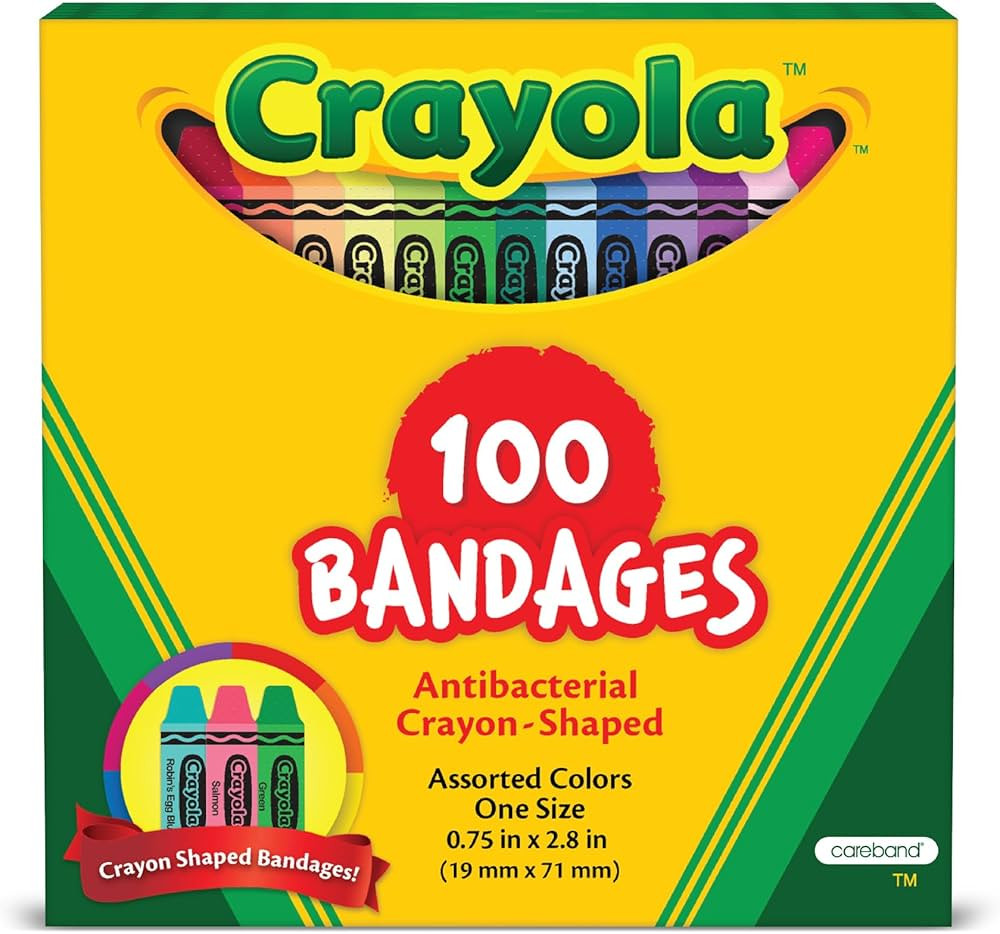 Crayola Shaped Kids Bandages, 100 CT | Great for Birthdays, Party Supplies, Stickers, Stocking St... | Amazon (US)