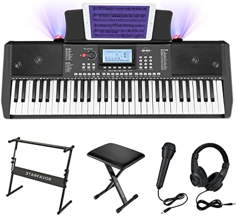 RockJam 61 Key Keyboard Piano With Pitch Bend Kit, Keyboard Stand, Piano Bench, Headphones, Simpl... | Amazon (US)
