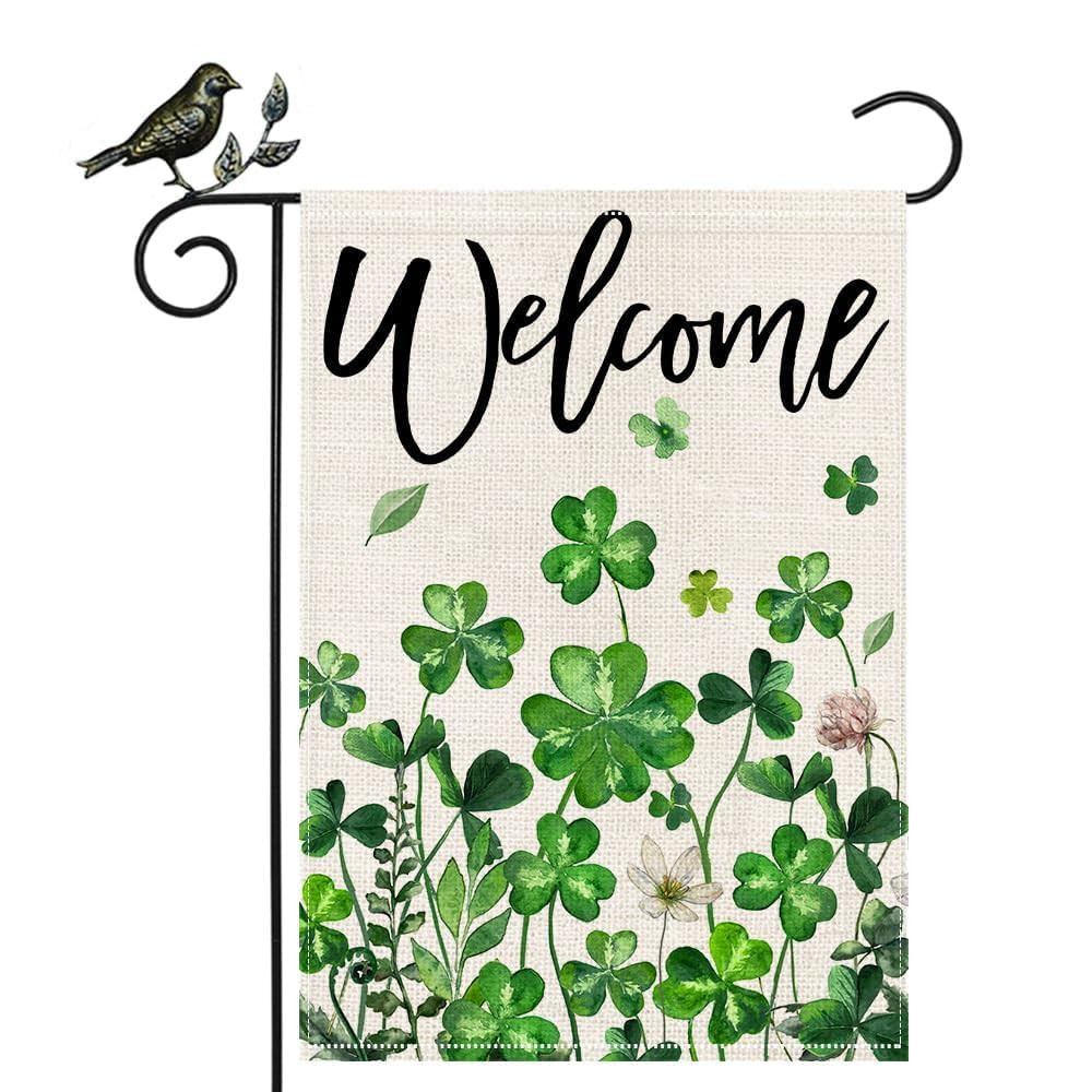 GEEORY St Patricks Day Shamrocks Garden Flag 12 x 18 Inch, Floral Clover Double Sided Decorative ... | Amazon (US)