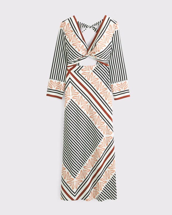 Women's Long-Sleeve Twist-Front Maxi Dress | Women's Dresses & Jumpsuits | Abercrombie.com | Abercrombie & Fitch (US)