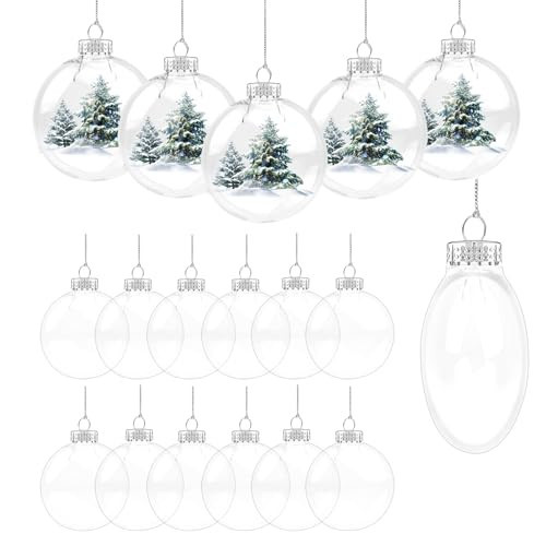 Gloreyan 12PCS Clear Plasitc Discs Ornaments,3.9 Inch Clear Flat Fillable Hanging Ornament Ball Transparent Fillable Ornaments Balls for DIY Craft Projects Wedding Christmas Tree Home Decor | Amazon (US)