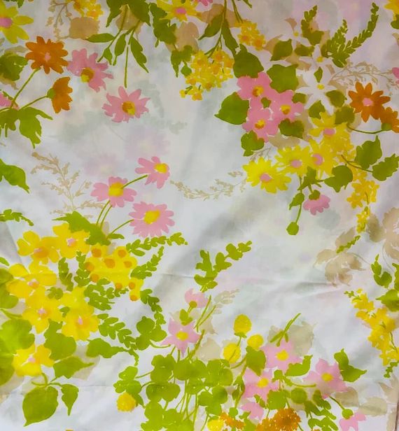 Vintage Cottage Garden Floral Bed Sheet King Flat Pacific - Etsy | Etsy (US)