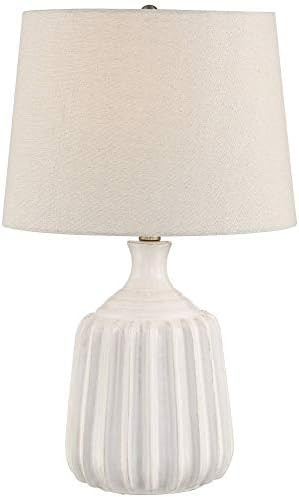Logan Mid Century Modern Style Accent Table Lamp with Table Top Dimmer 23.25" High Glossy White Cera | Amazon (US)