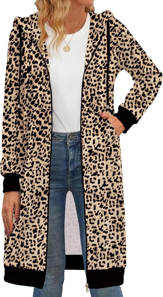Zeagoo Women's Zip Up Hoodies Oversized Fleece Long Tunic Sweatshirts Casual Long Sleeve 2024 Fal... | Amazon (US)
