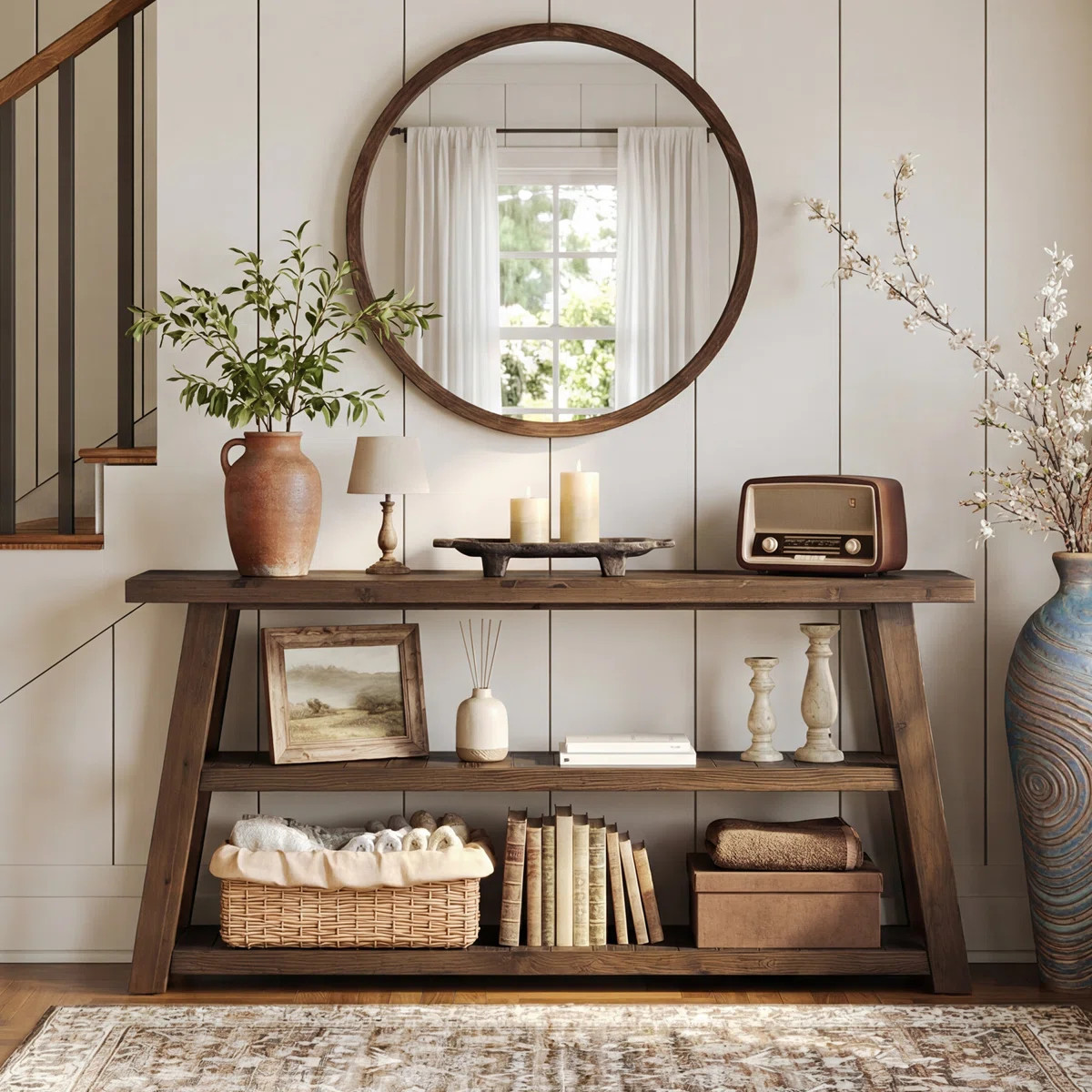 3-Tier Solid Wood Console Table for Entryway, 63-Inch Narrow Sofa Table Behind the Couch | Wayfair North America