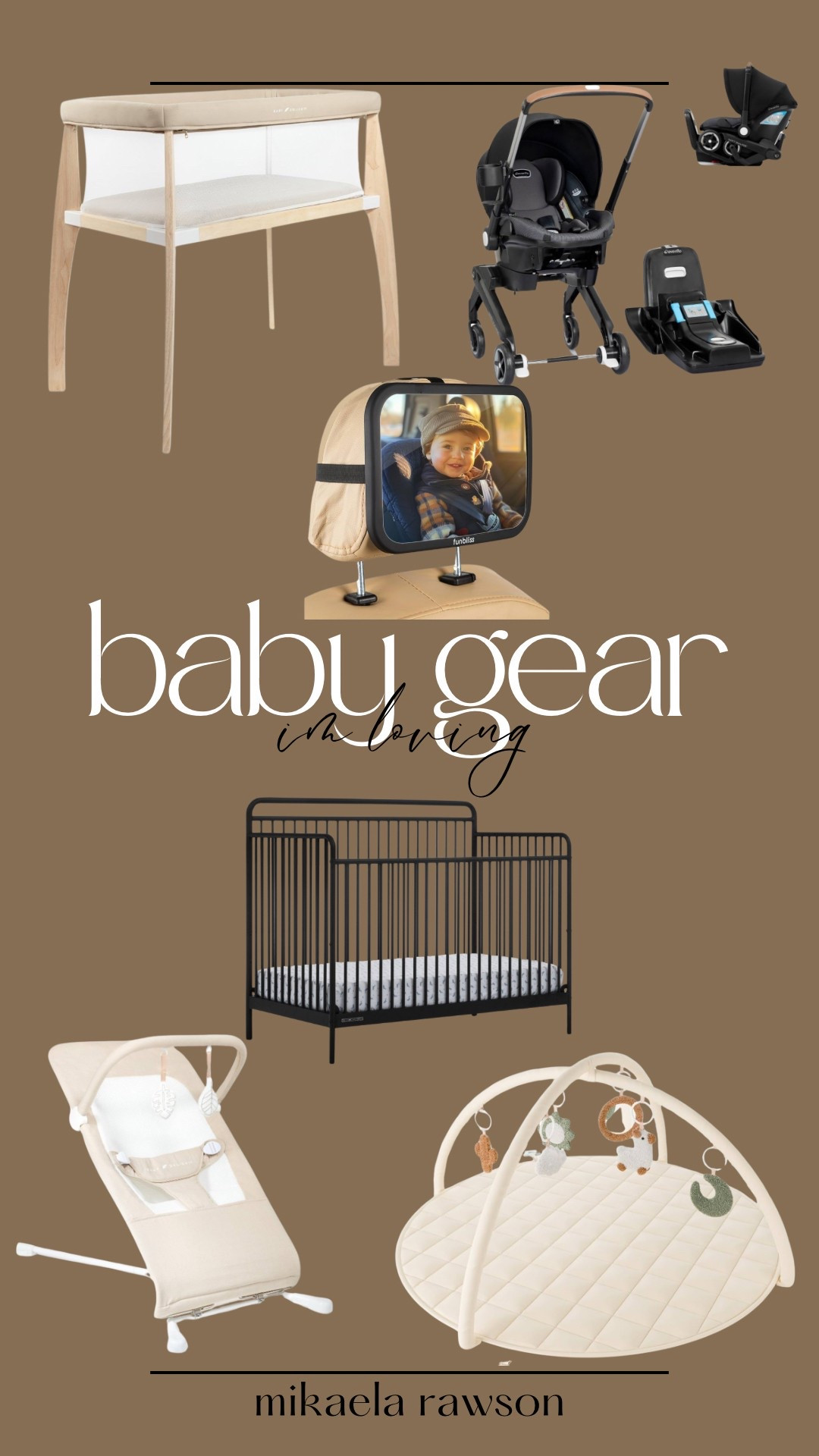 Baby gear I’m loving! 🤍

Black crib. Baby bouncer. Affordable baby bouncer. Cute bassinet. Neutral bassinet. Neutral baby items. Mirror for baby in the car. Baby car mirror. Evenflo shyft dual ride. Baby car seat. Baby play mat  

#LTKBaby #LTKBump #LTKKids