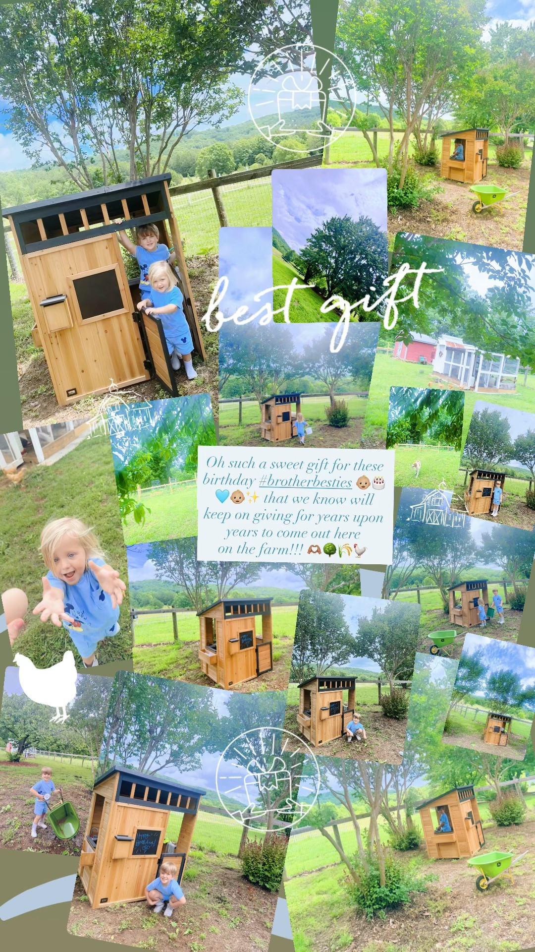 Oh such a sweet gift for these birthday #brotherbesties 👶🏼🎂🩵👶🏼✨ that we know will keep on giving for years upon years to come out here on the farm!!! 🫶🏽🌳🌾🐓