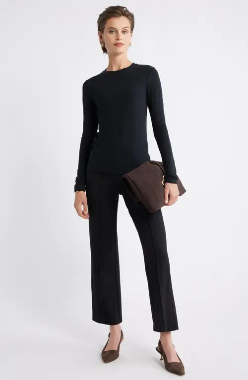 Nordstrom Long Sleeve Crewenck T-Shirt in Black at Nordstrom, Size Large | Nordstrom