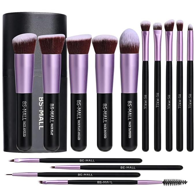 BS-MALL Makeup Brushes Premium Synthetic Foundation Powder Concealers Eye Shadows 14 Pcs Purple f... | Amazon (US)