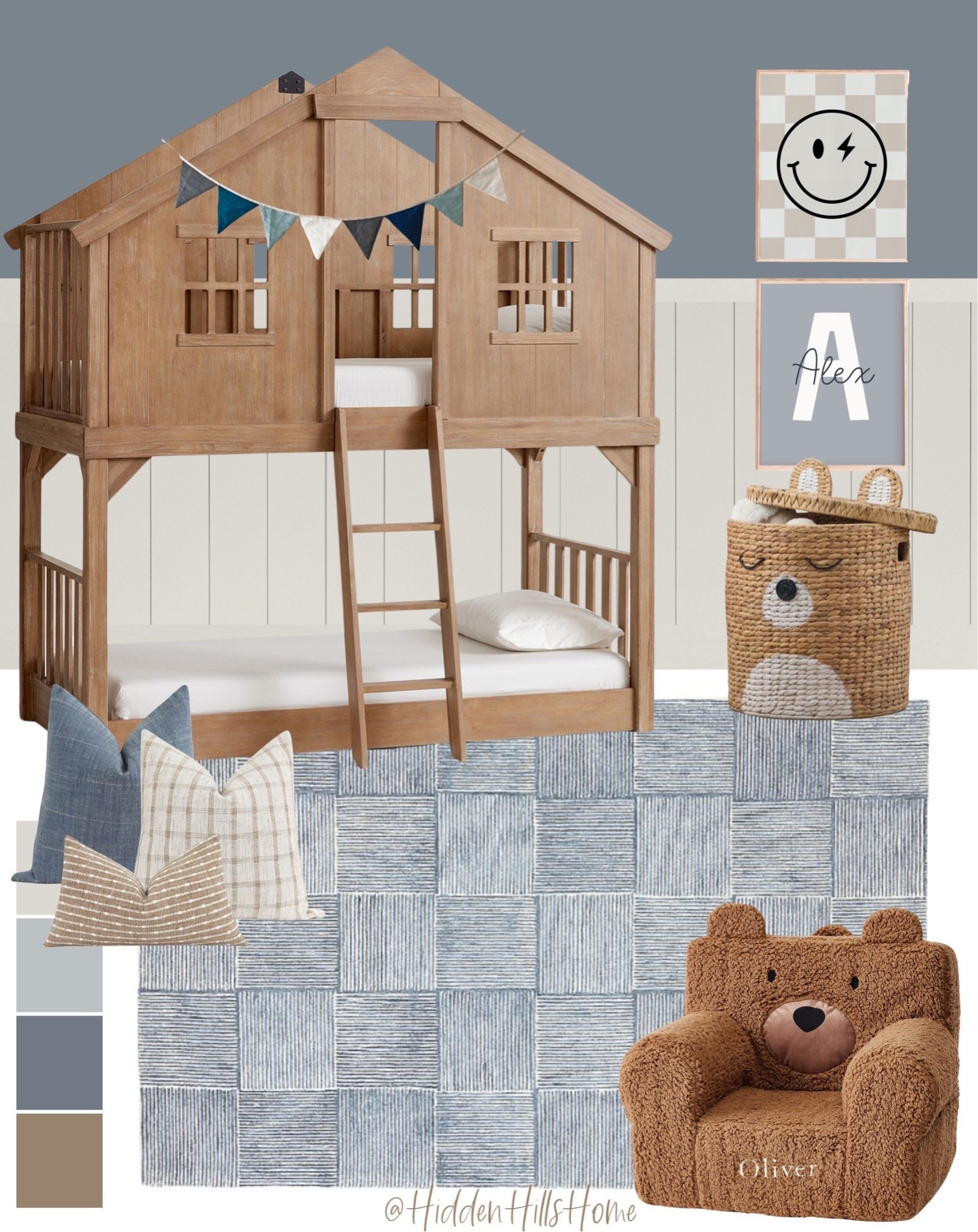 Kids bedroom decor mood board, boys room decor ideas, kids bunks beds, bunk room design #boysbedroom
Wall colors are SW Storm Cloud & SW Origami White 



#LTKKids #LTKHome #LTKSaleAlert