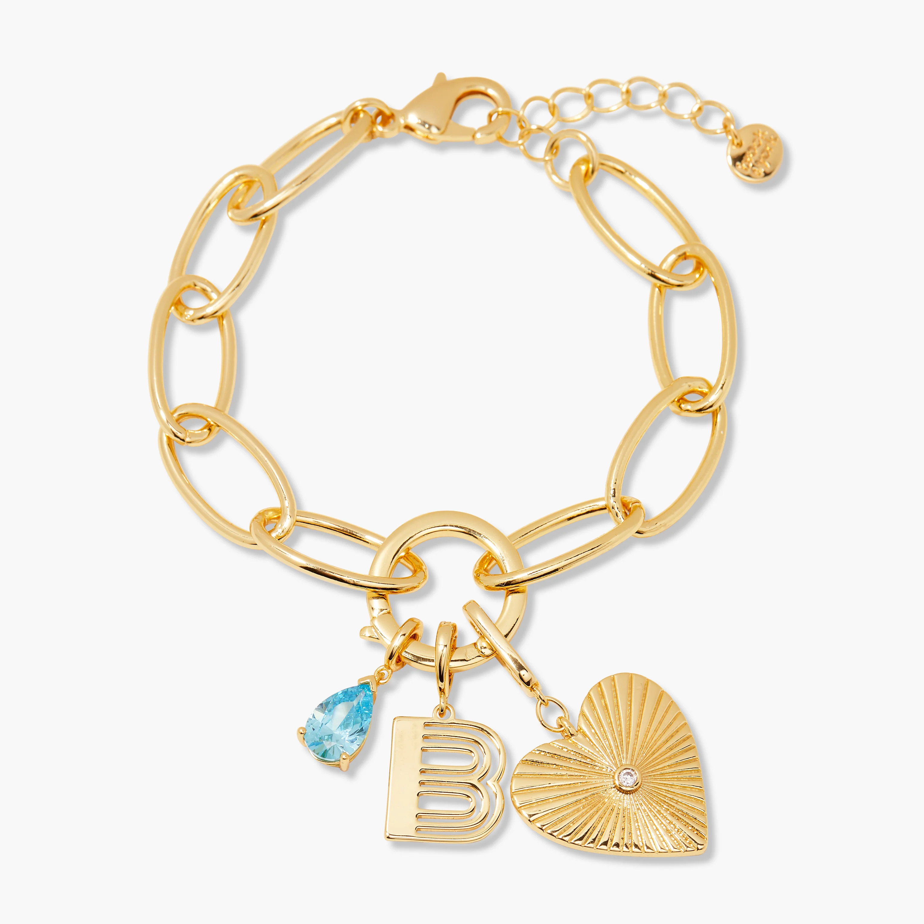 Cami Birthstone Initial Heart Charm Bracelet | Brook and York