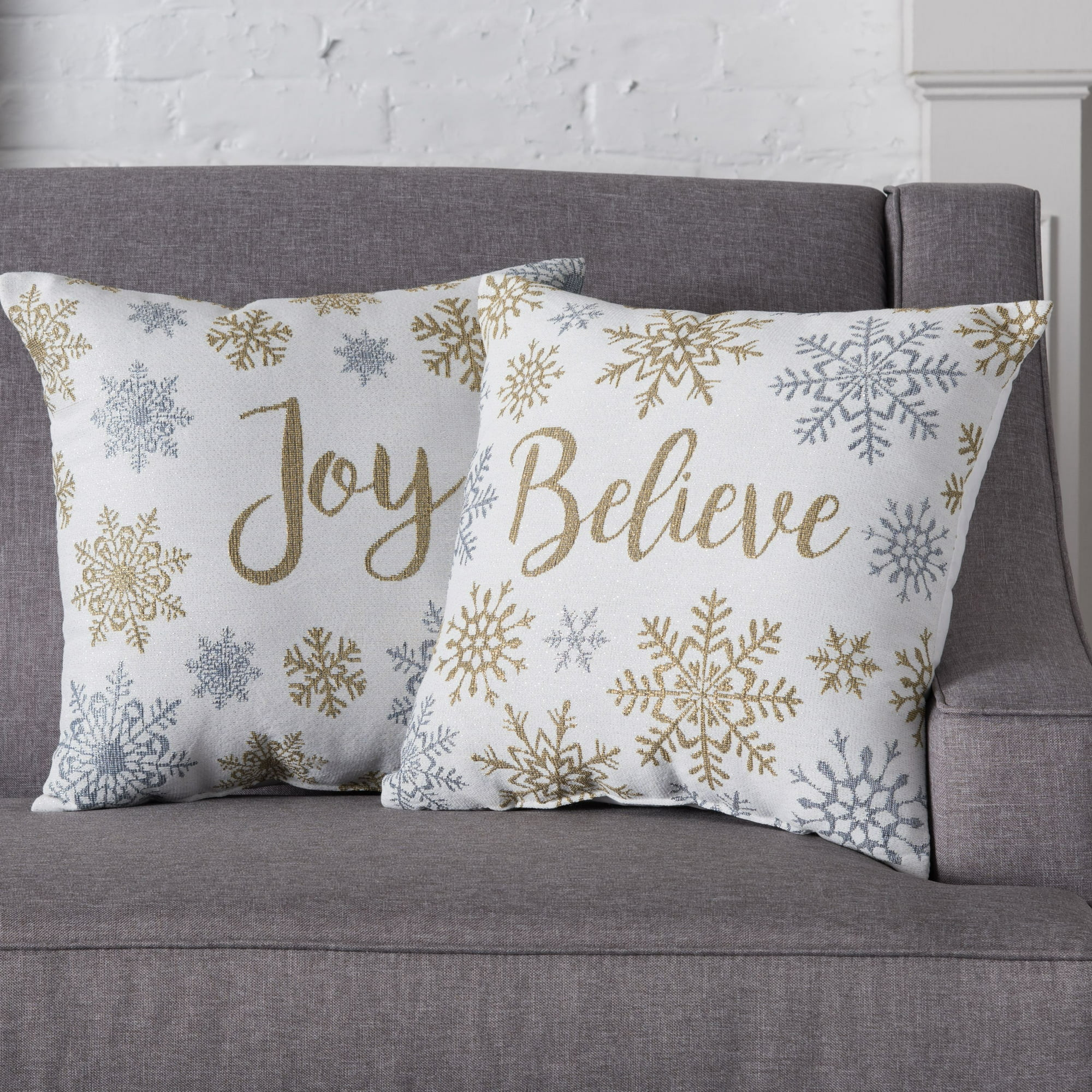 Holiday Time Believe & Joy Decorative Throw Pillows, 2 pack | Walmart (US)