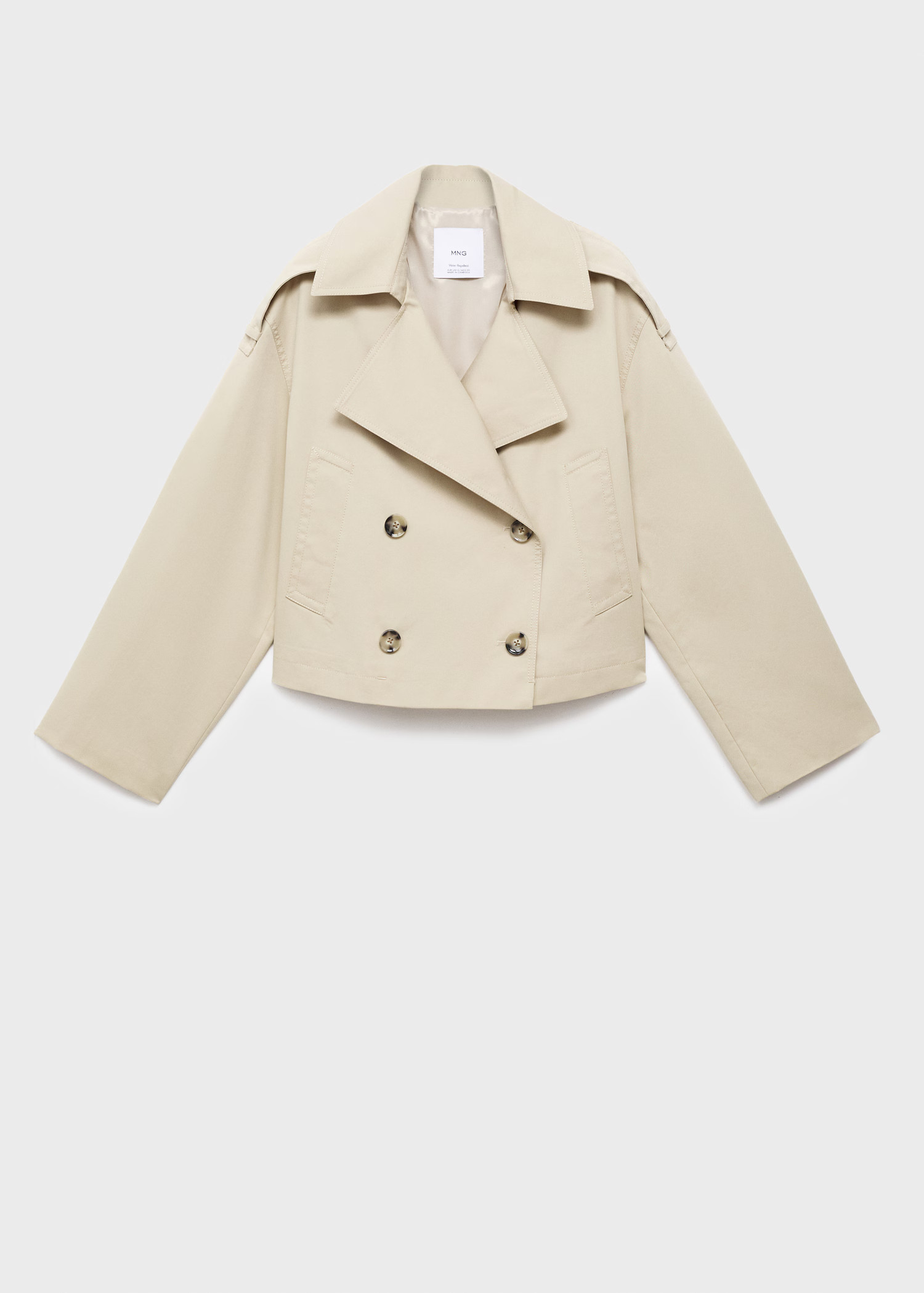 Double-breasted cropped trench coat - Women | MANGO USA | Mango (US/MX/AU)