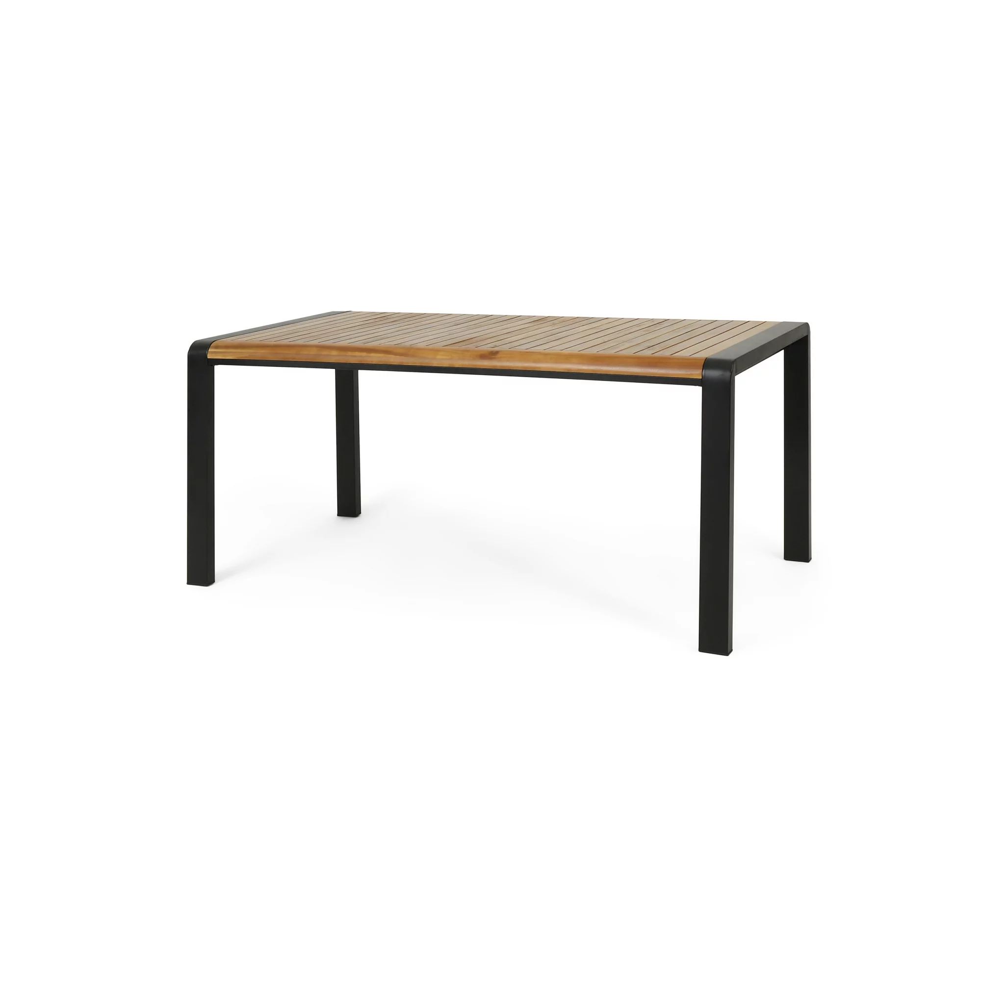 Colcord Acacia Wood Outdoor Dining Table, Teak and Black | Walmart (US)
