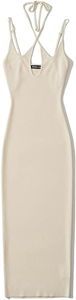 efvandoloe Summer Cross Halter Midi Dress Women Sleeveless Knitted Stretchable Slim Dresses | Amazon (US)