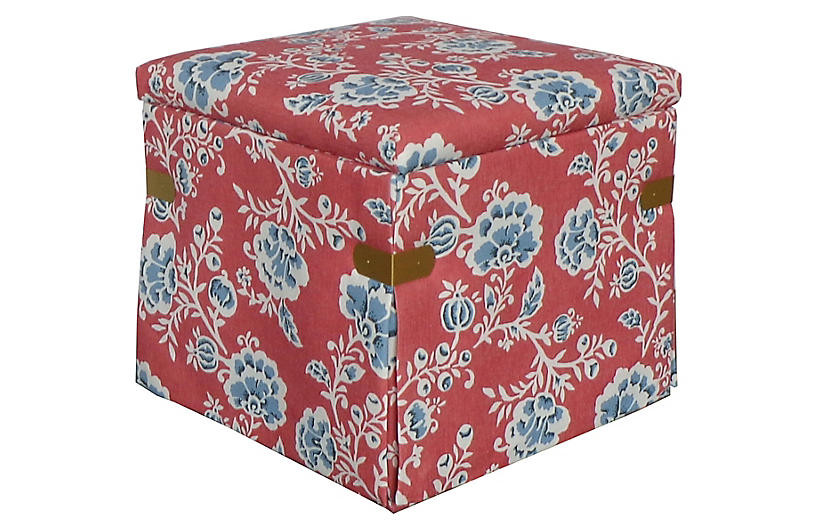 Squires Storage Ottoman, Vermilion Flora | One Kings Lane
