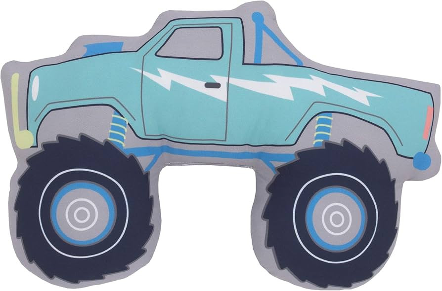 Carter's Teal, Blue & Grey Monster Truck Shaped Toddler Pillow, Teal, Blue, Grey , 14x9x3.25 Inch... | Amazon (US)