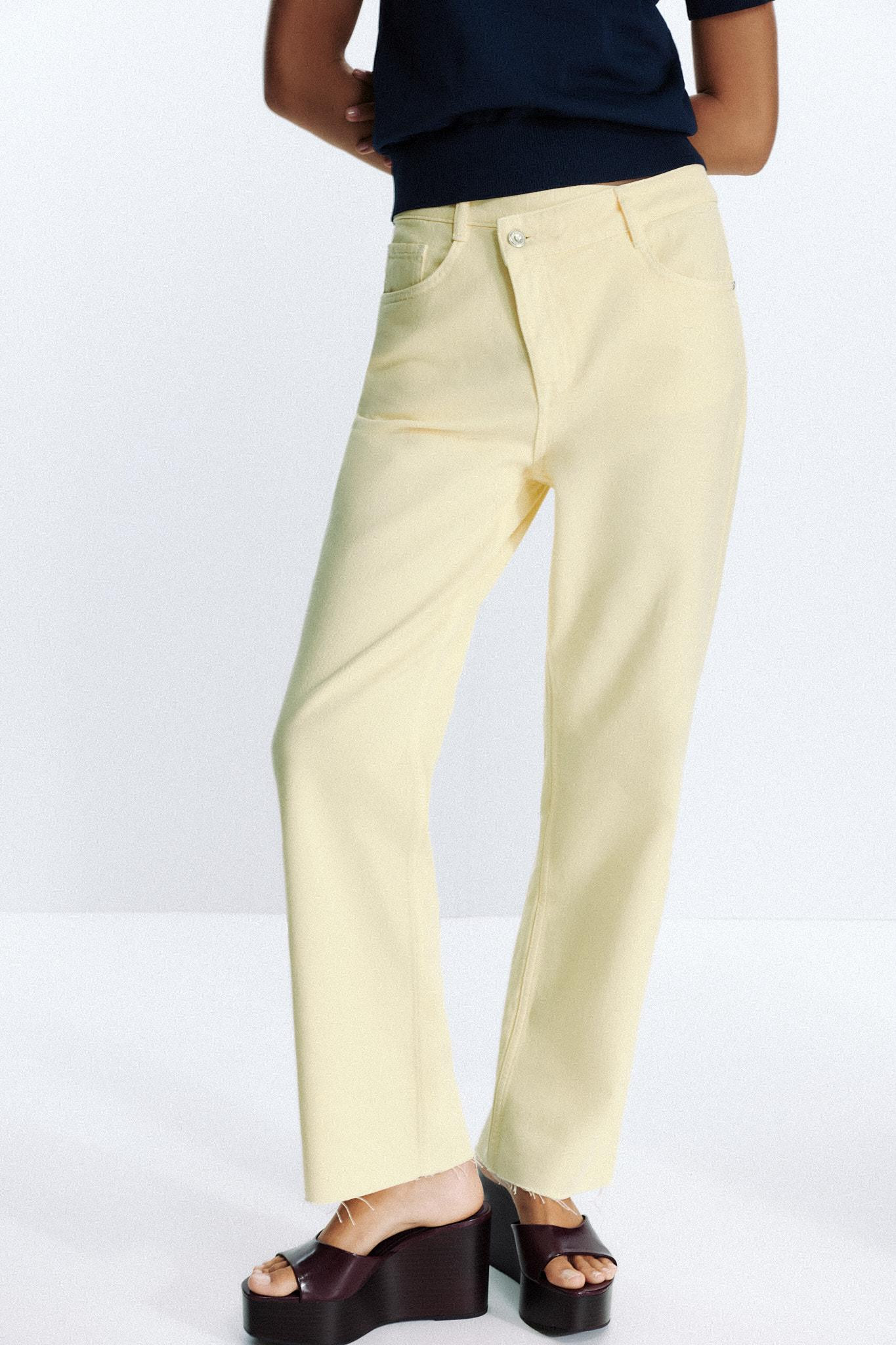 Z.09 STRAIGHT ANKLE HIGH WAIST CROSSOVER WAIST JEANS | Zara US