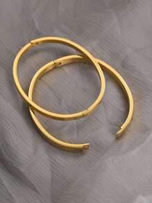 Camhanno 2pcs Couple's Titanium Steel Mirror Finish Minimalist Bangle | SHEIN