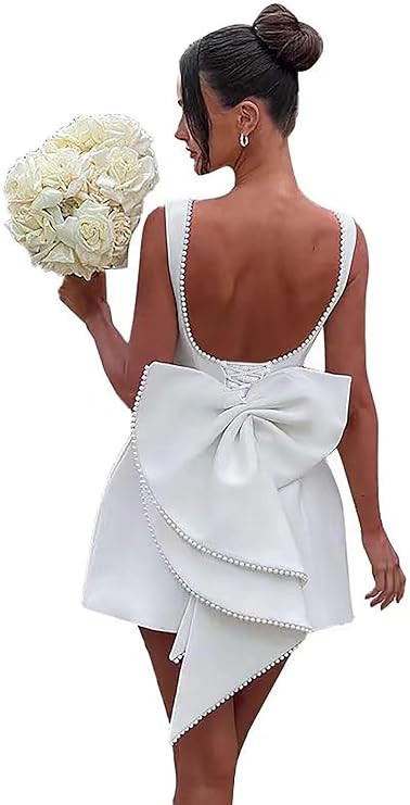UZN Short Wedding Dresses for Women 2025 Mini Bridal Dress Wedding Reception Gowns for Bride | Amazon (US)