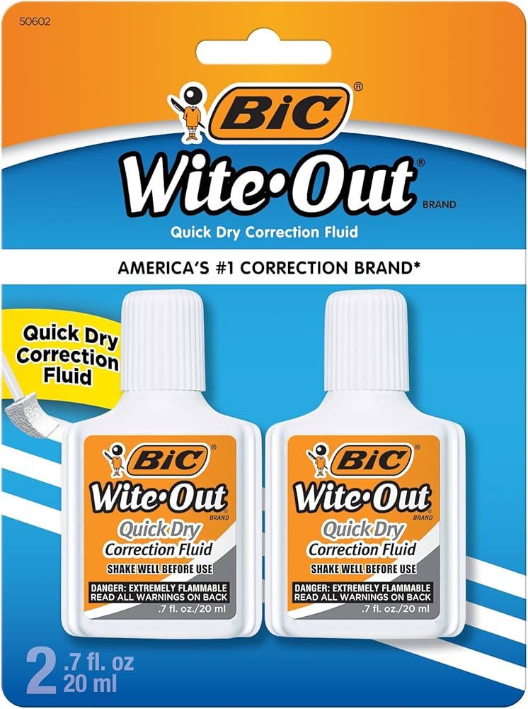Bic Wite-Out Quick Dry Correction Fluid - 2 pack - white color writeout - white-out | Amazon (US)
