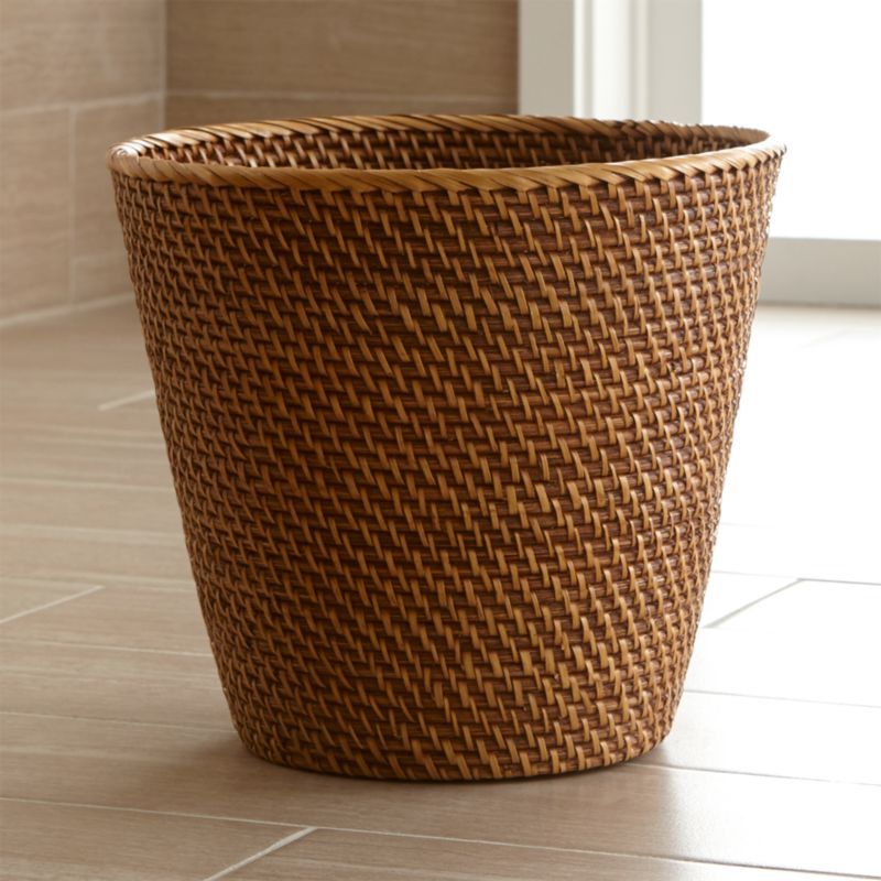 Sedona Honey Rattan Waste Basket + Reviews | Crate and Barrel | Crate & Barrel