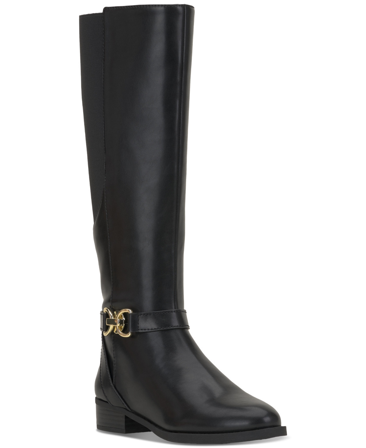 I.n.c. International Concepts Women's Faron Knee High Riding Boots, Created for Macy's - Black Smooth | Macy's