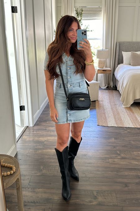 This denim dress from @walmartfashion  is less than $25! I’m wearing it to a country concert tonight, but would also be super cute with sandals or even a white tennis shoe!! I found it on Walmart along with the cutest kid’s outfits for tonight too! 

Dress runs tts but has lots of stretch if you wanted to size down!

#WalmartPartner #WalmartFashion 