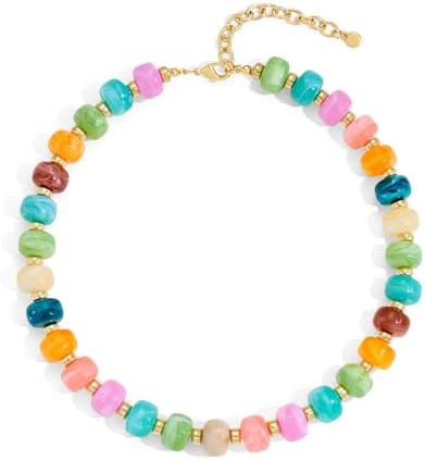 YUJIE Chunky Heart Penadnt Necklace for Women- Exaggerated Statement Puff Heart Necklace with Acr... | Amazon (US)
