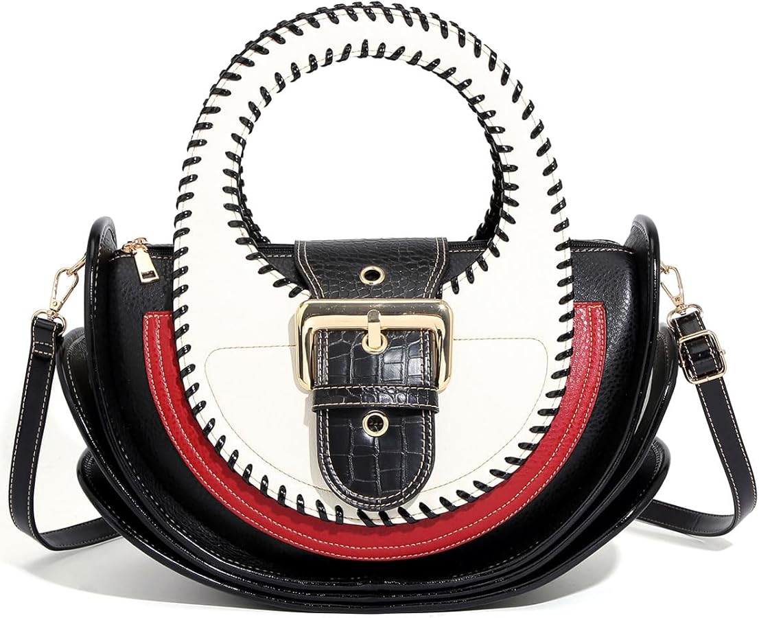 Designer Handbag Black Multi-Color Leather Vintage women's handbag Large Capacity Multi-layer 202... | Amazon (US)