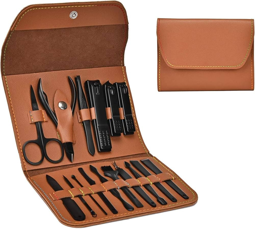 16 Pieces Manicure Set with PU Leather Case, Personal Care Tool, Gifts for Men/Women, Anniversary... | Amazon (US)