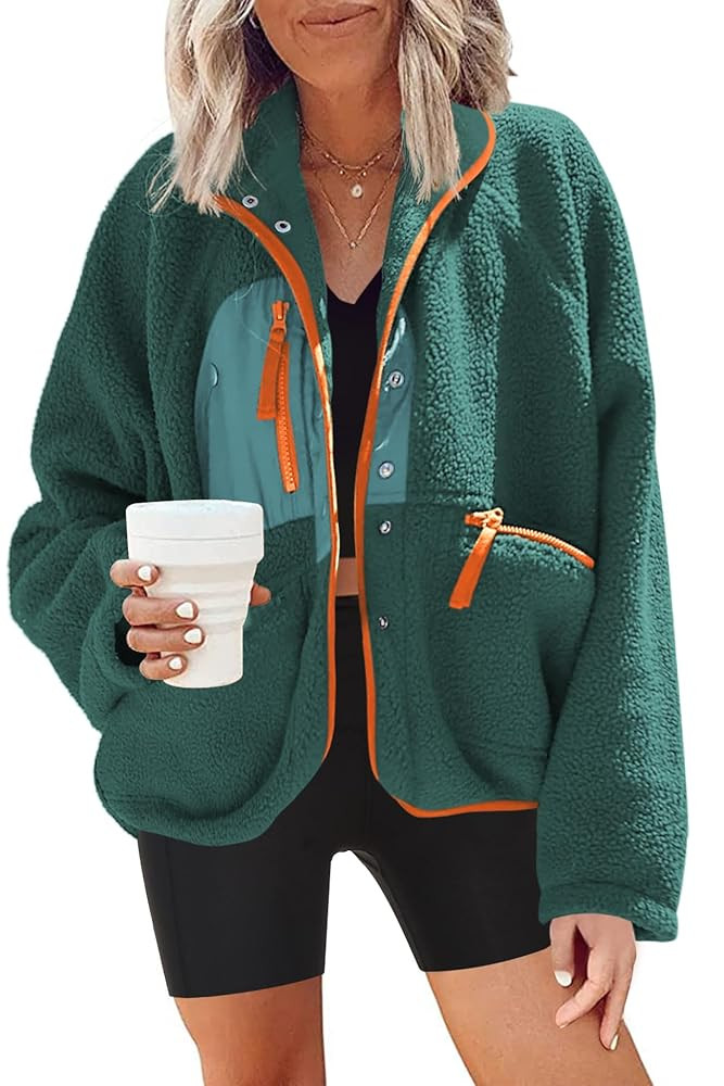 Nirovien Womens Fuzzy Fleece Jacket Button Down Sherpa Coats Casual Winter Warm Outwear with Pock... | Amazon (US)