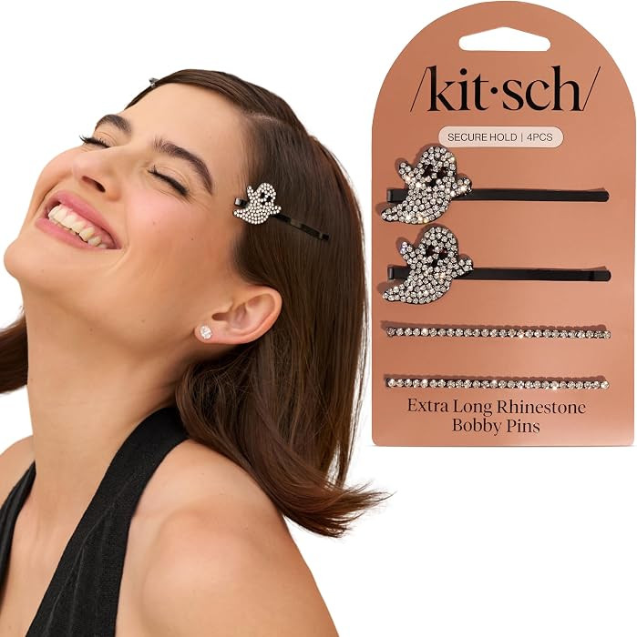 Kitsch Extra Long Metal Rhinestone Bobby Pins - 4pc Set | Amazon (US)