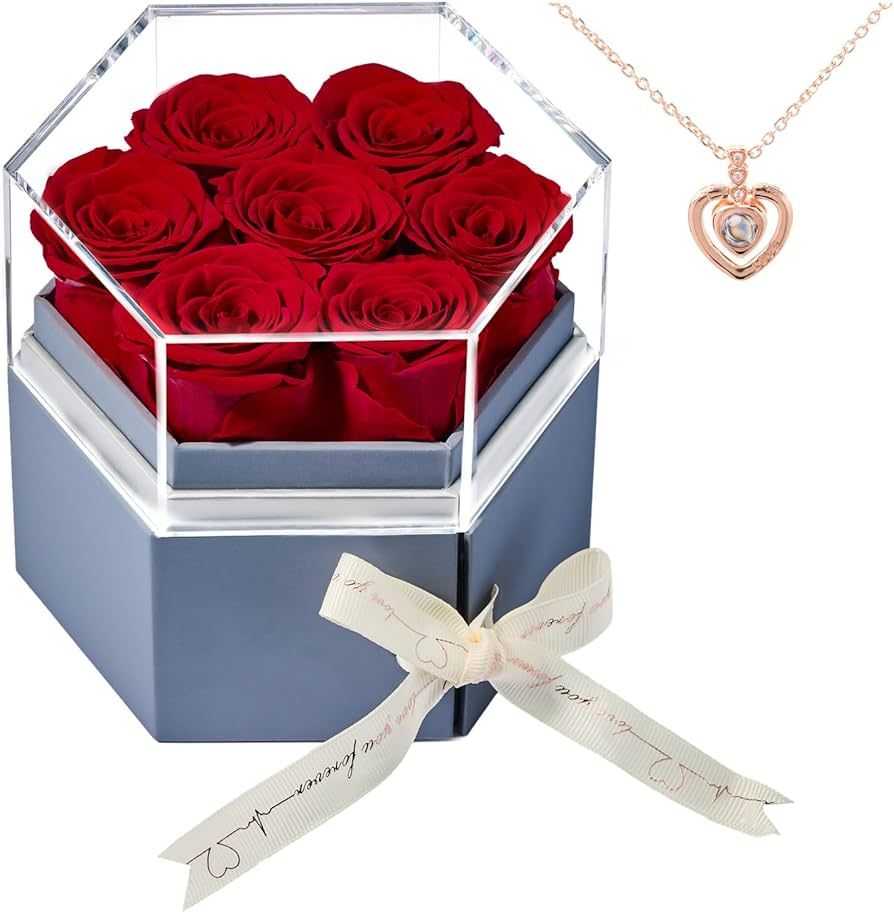 Eterfield Eternal Rose in a Jewelry Box Preserved Roses That Last More Than a Year Real Rose with... | Amazon (US)