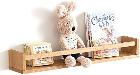 Floating Shelves, Wall Mounted Nursery Shelf-Wood Bookshelf Wall Shelves for Kitchen Spice Rack Bedr | Amazon (US)