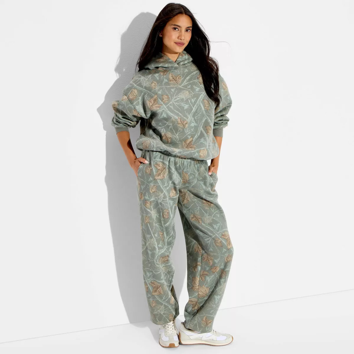 Women's Low-Rise Straight Leg Sweatpants - Wild Fable™ Green Camo XS | Target