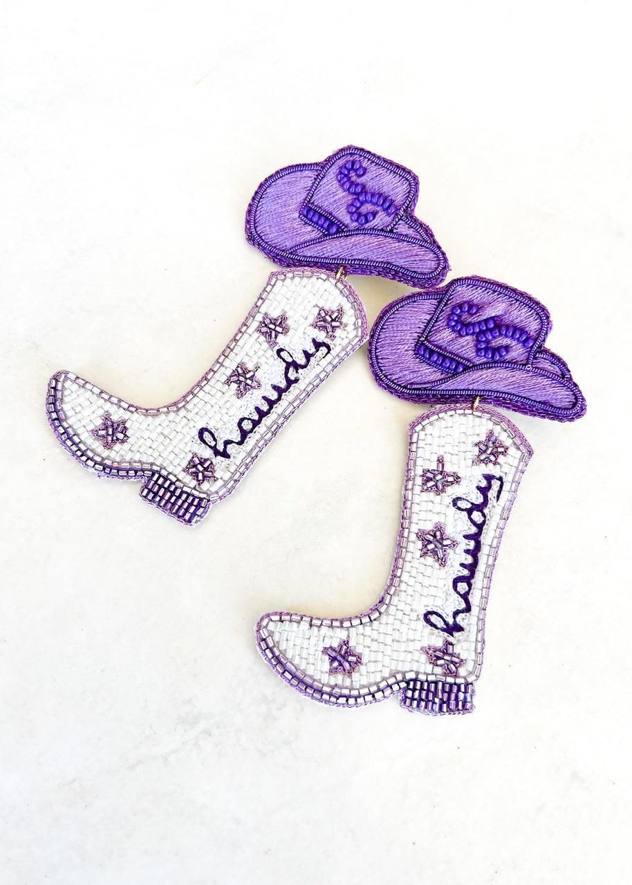 Purple Howdy Earrings | Dos Femmes, LLC
