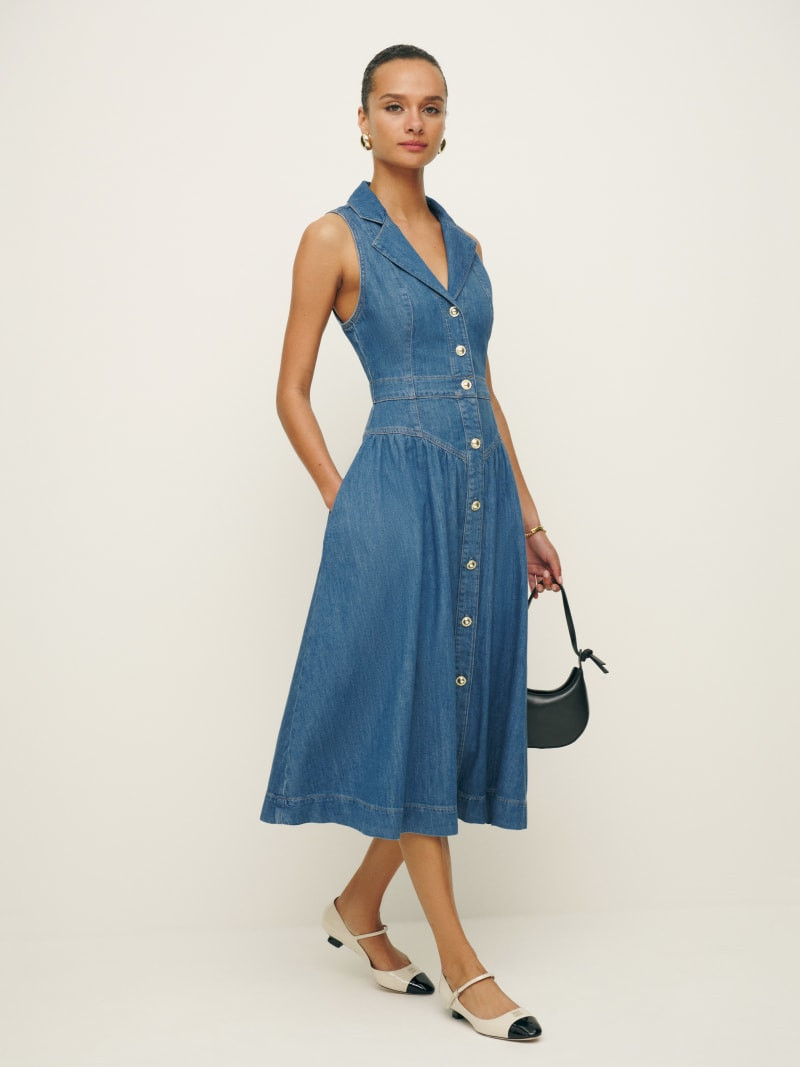 Ellison Denim Midi Dress | Reformation (Global)