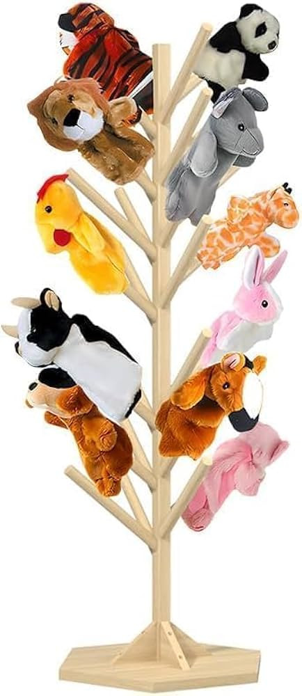 Wooden Puppet Stand – 45.5" Tall Puppet Tree Holds 30 Hand Puppets, Safe Storage & Display Orga... | Amazon (US)