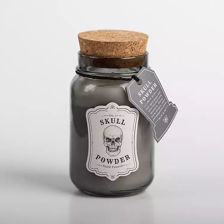 New! Gray Skull Powder Halloween Jar Candle | Kirkland's Home