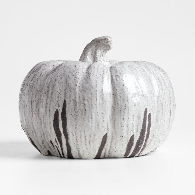 White Ceramic Drip Glazed Pumpkin Large + Reviews | Crate & Barrel | Crate & Barrel