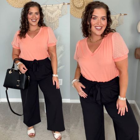 Midsize chic business casual workwear office outfit 💼🍑✨ 
Top: XL 
Pants: XL 
#midsizeoutfits #ootd #chic #styleinspo #affordablefashion #businesscasual #officeoutfits #workwear #blouse #slacks #sandals #accessories #handbag

#LTKstyletip #LTKcurves #LTKworkwear