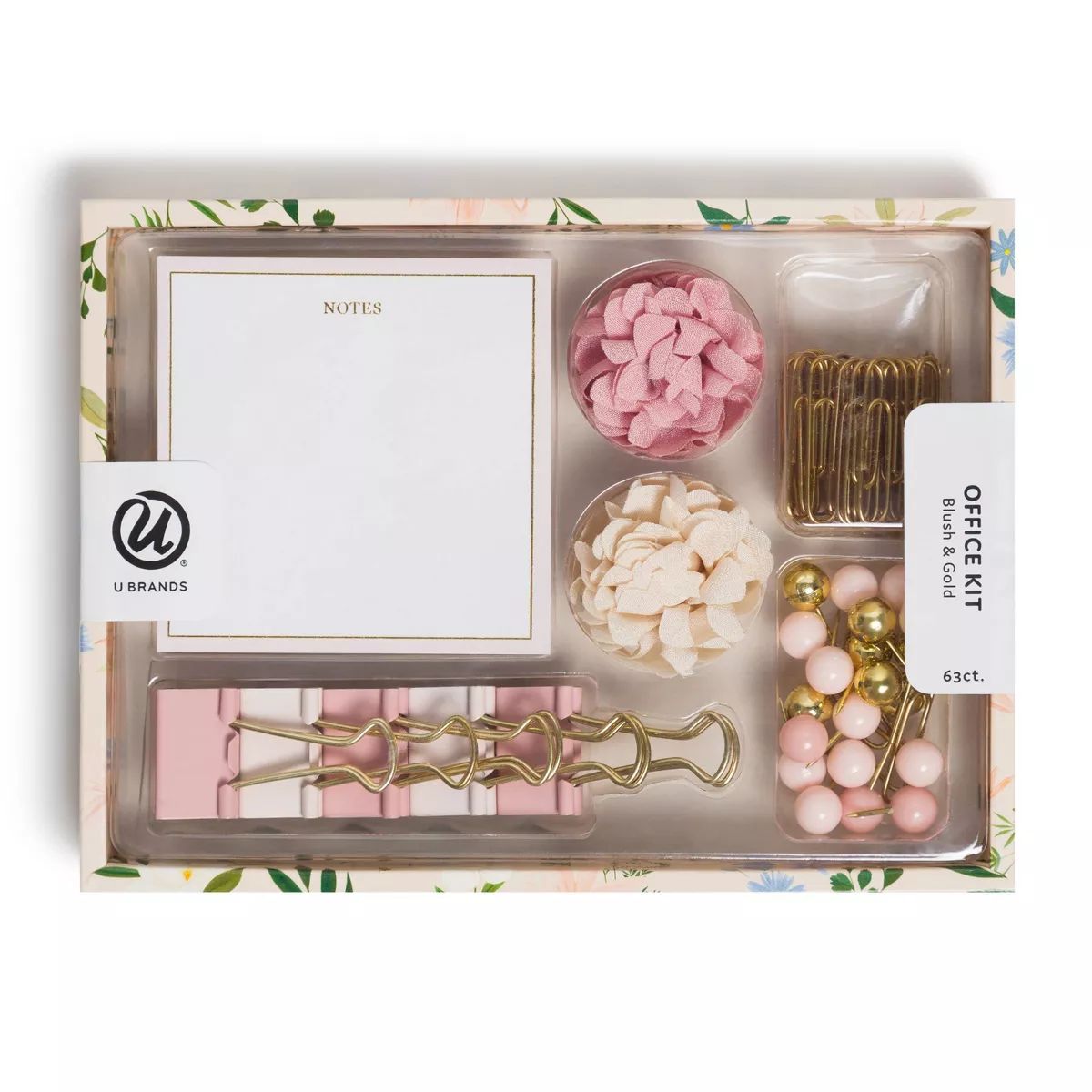 U Brands 63ct Office Accessories Kit with Sticky Notepad - Blush & Gold | Target