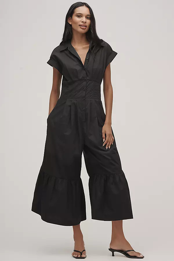 Pleated Shirting Wide-Leg Jumpsuit | Anthropologie (US)