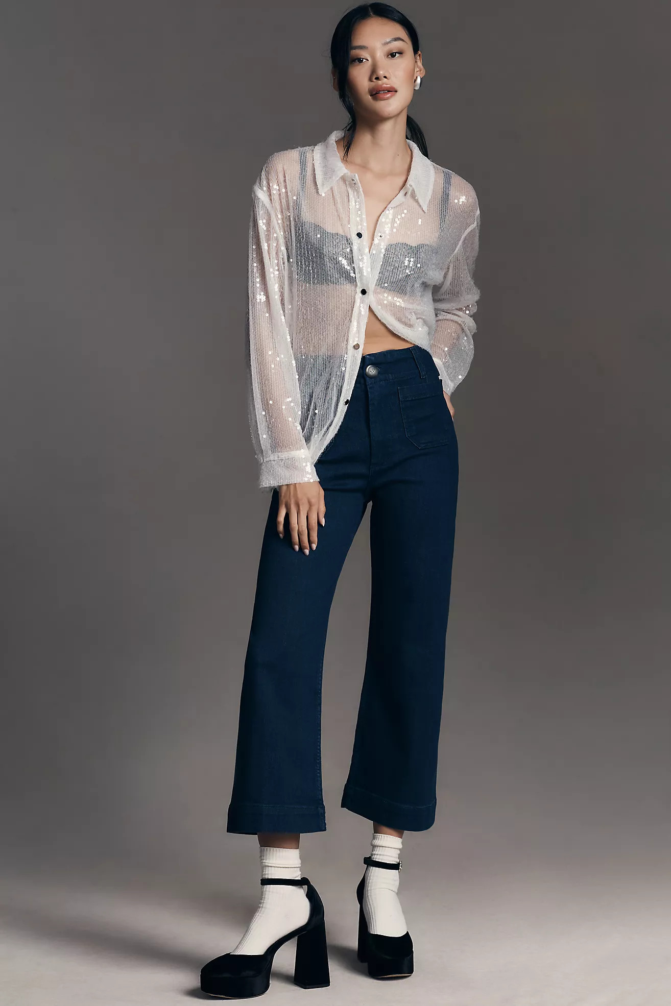 The Colette Cropped High-Rise Wide-Leg Jeans by Maeve | Anthropologie (US)