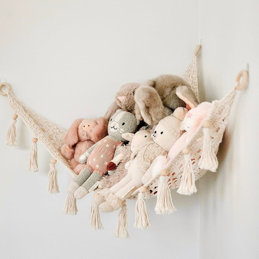 Macrame Toy Hammock for Stuffed Animals - Plushie Toy Hammock for Baby Nursery Decor, Plush Hammo... | Amazon (US)